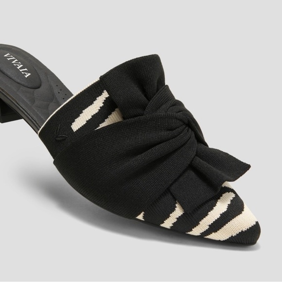 VIVAIA Chic Mules Black & White Slip On Low Block Heel size EU/40 US/9 - Picture 1 of 9